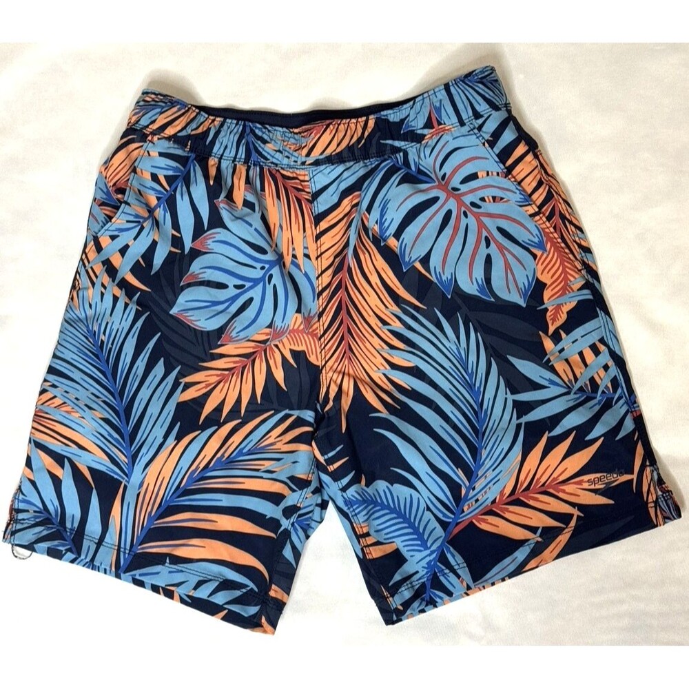 Speedo Men's Swim Shorts Tech Volley Tropical Blue Orange Size SMALL